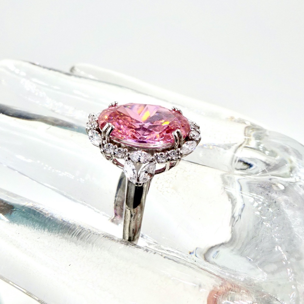BELLA LUCE PINK CZ STERLING SILVER RING - Picture 3 of 10